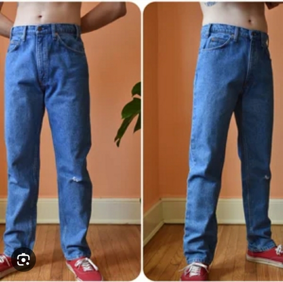 vtg 84 levi's 509 regular fit leather patch orange tab medium wash jeans 31x30 - Picture 9 of 13